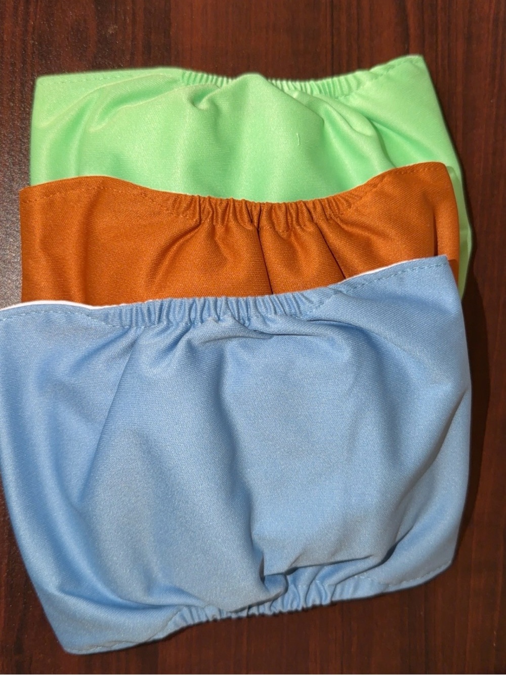 New Soft Elastic Fabric Puppy Diapers - Mint, Rust, Sky Blue